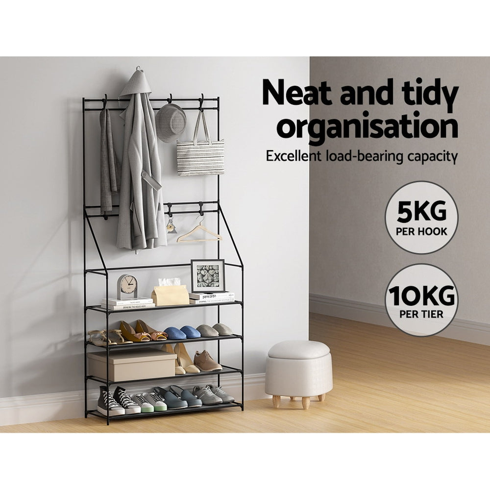 Marlook Shoe Rack Hall Tree 16 Pairs Black