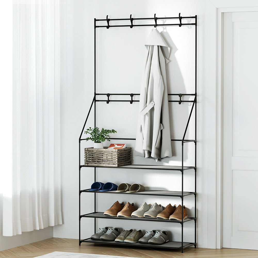 Marlook Shoe Rack Hall Tree 16 Pairs Black
