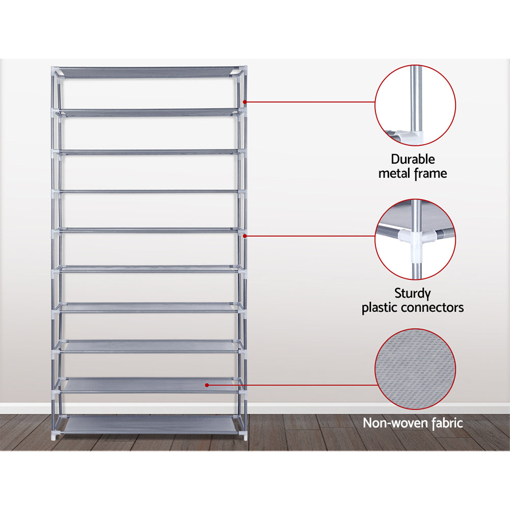 Marlook Shoe Rack Cabinet Stackable 10-Tier Grey
