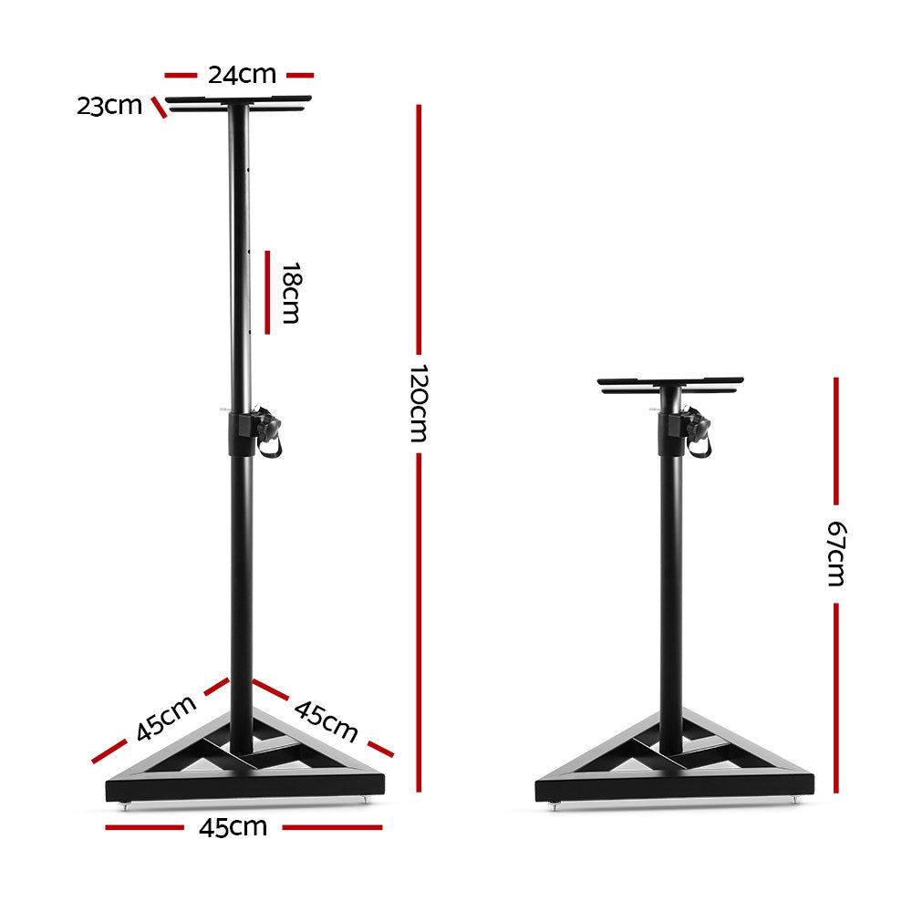Marlook Speaker Stand 67-120cm Adjustable Height Surround Sound Studio Home 2pcs