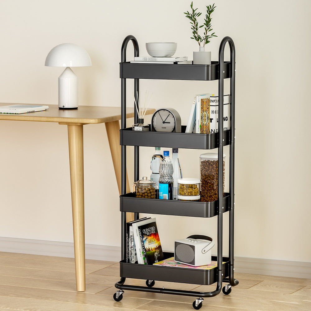 Marlook Storage Trolley Kitchen Cart 4 Tiers Black