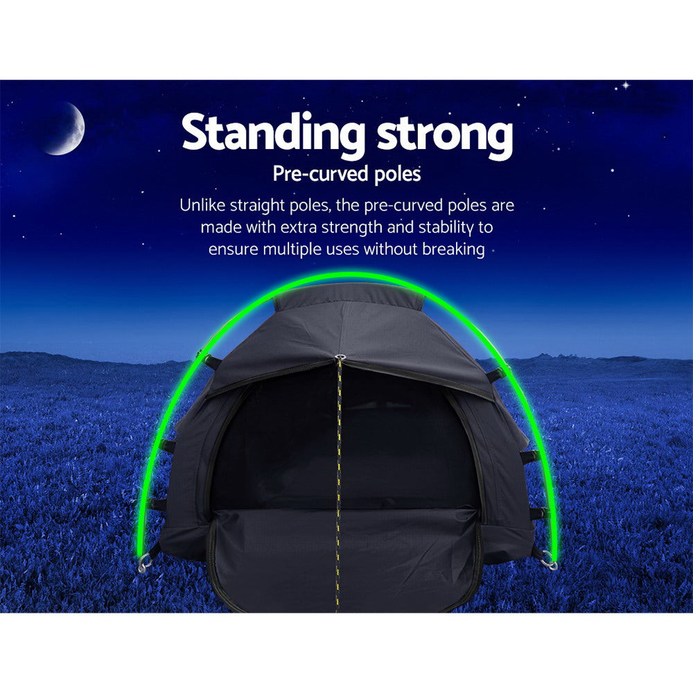Marlook Camping Swag Single Biker Tent Free Standing Canvas Ripstop Grey