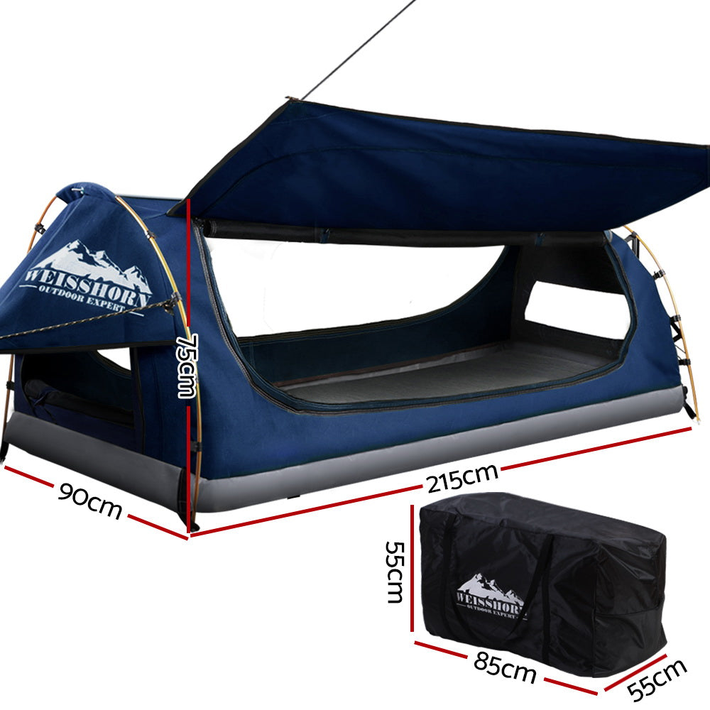 Marlook King Single Swag Camping Swags Canvas Free Standing Dome Tent Blue