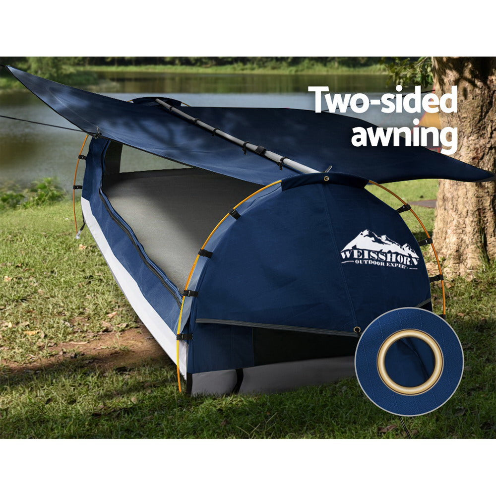 Marlook King Single Swag Camping Swags Canvas Free Standing Dome Tent Blue