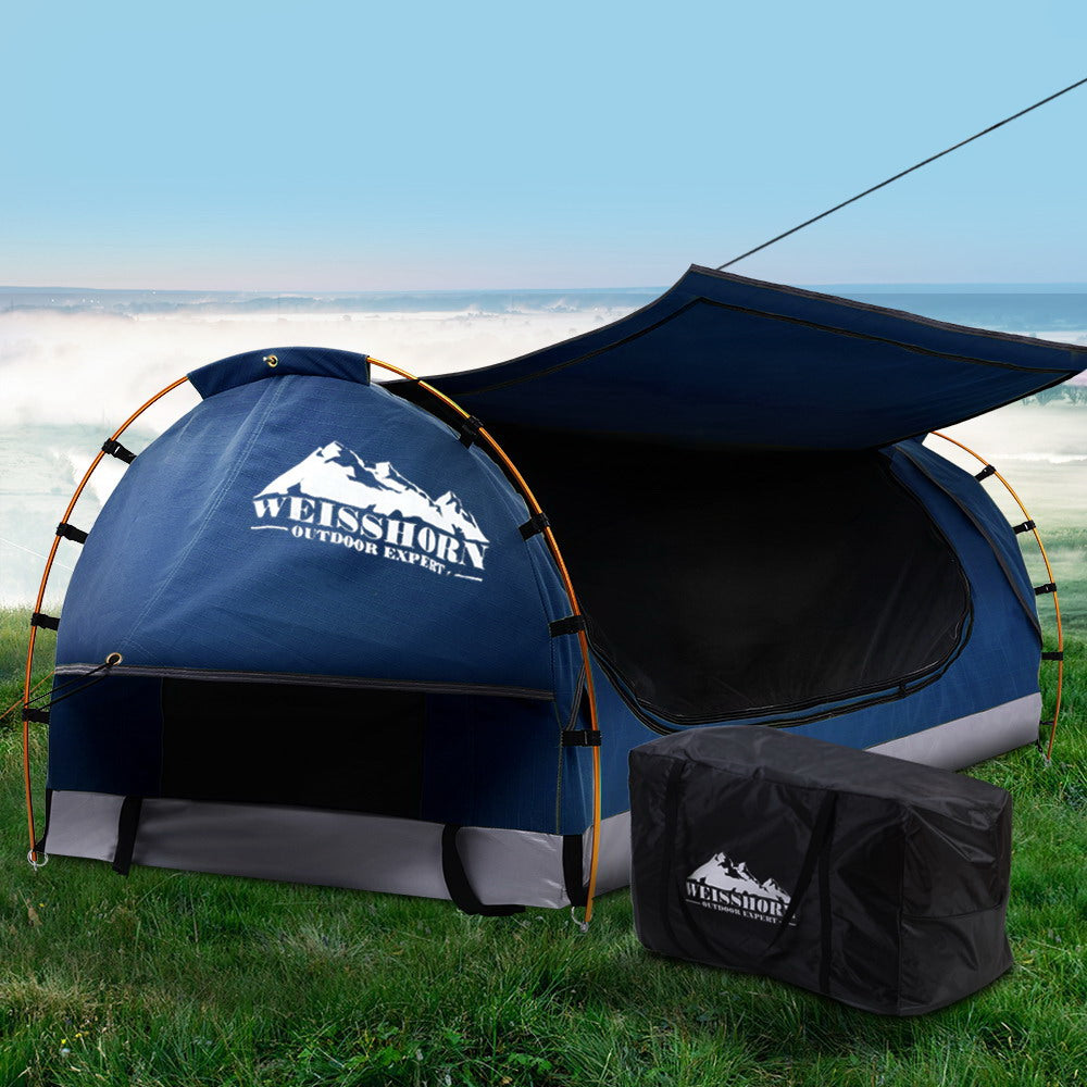 Marlook King Single Swag Camping Swags Canvas Free Standing Dome Tent Blue