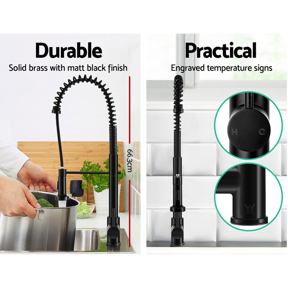 Marlook Kitchen Mixer Tap Pull Down 2 Modes Sink Faucet Basin Laundry Black