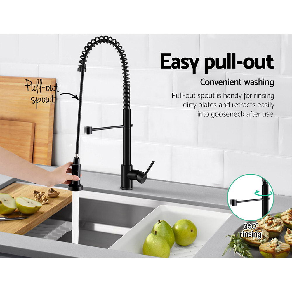 Marlook Kitchen Mixer Tap Pull Down 2 Modes Sink Faucet Basin Laundry Black