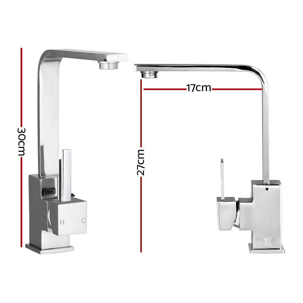 Marlook Kitchen Mixer Tap Mixer Square Sink Faucet Basin Laundry Chrome