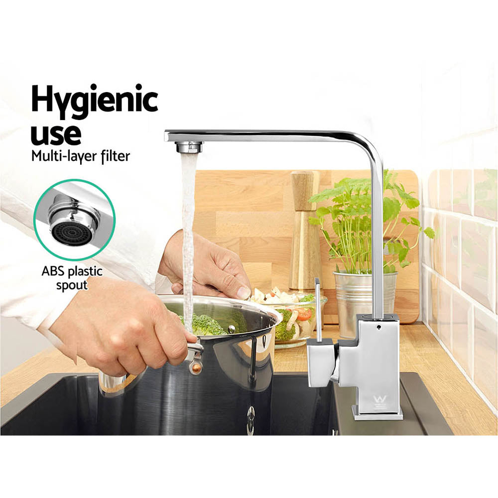 Marlook Kitchen Mixer Tap Mixer Square Sink Faucet Basin Laundry Chrome
