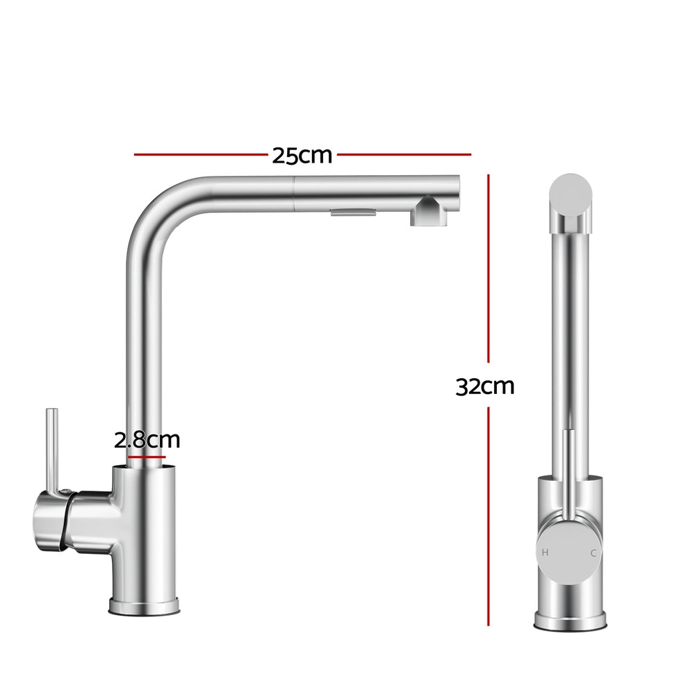 Marlook Tap Pull Out Rectangle 2 Mode Sink Basin Faucet Swivel WELS Chrome