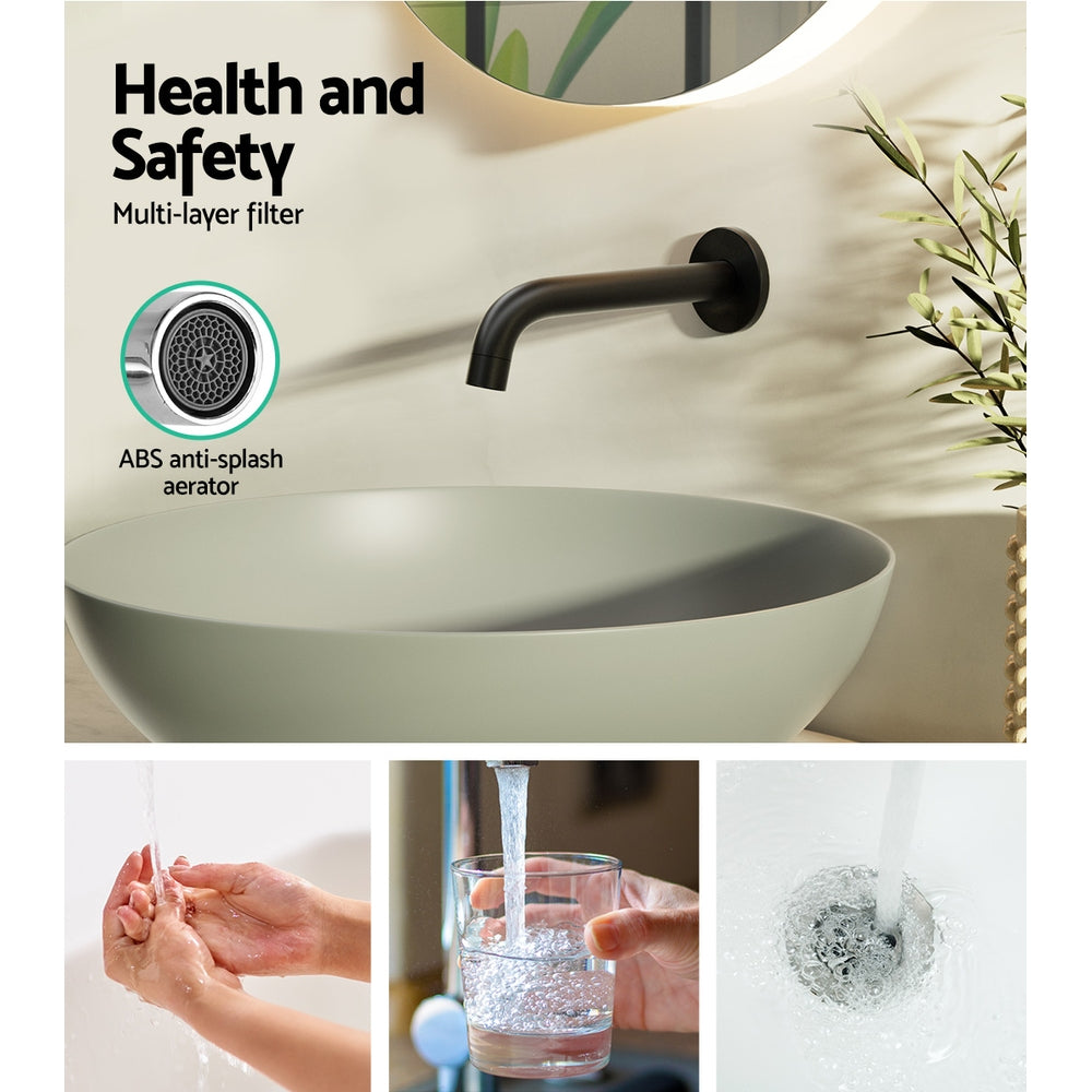 Marlook Bathroom Mixer Spout Wall Bath Tap Round Shower Bathtub Black