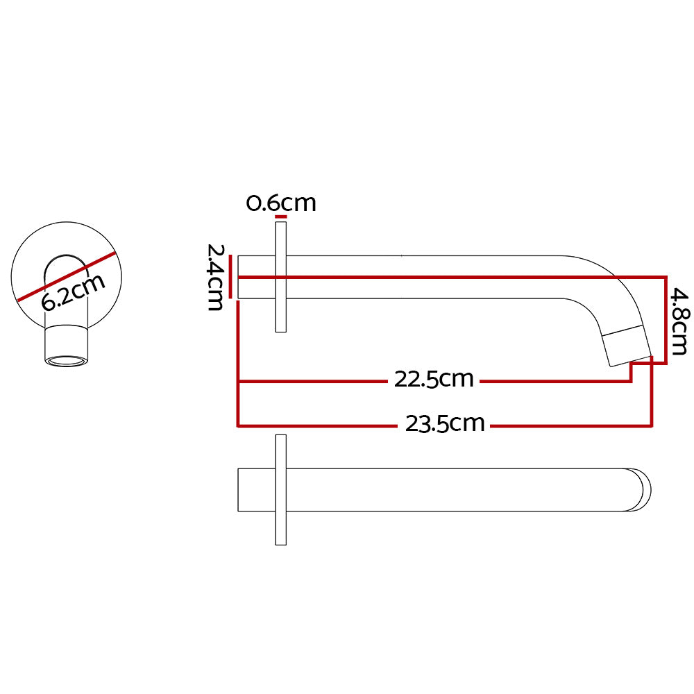Marlook Bathroom Mixer Spout Wall Bath Tap Round Shower Bathtub Chrome