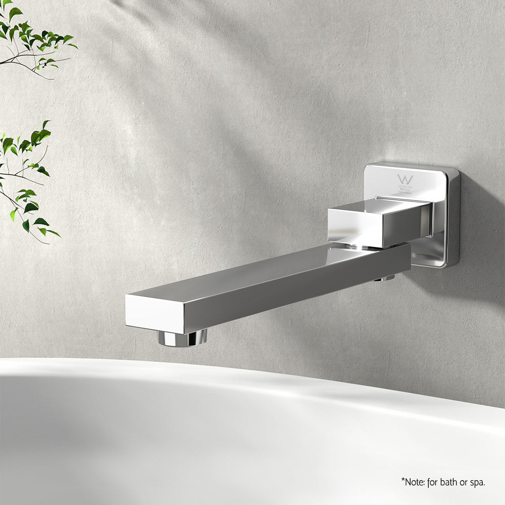 Marlook Bathroom Mixer Spout Wall Bath Tap Square Swivel Bathtub Chrome
