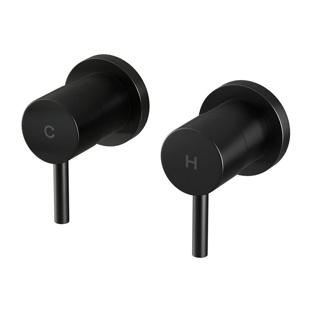 Marlook Basin Twin Tap Wall Round Brass Faucet Shower Bathtub Black