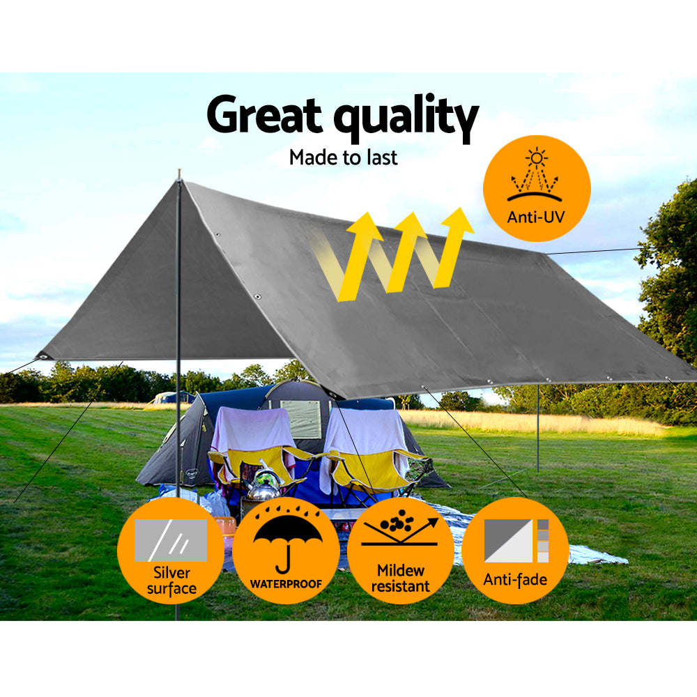 Marlook Tarp Tarpaulin 9x12m Canvas Camping Heavy Duty Sun Cover