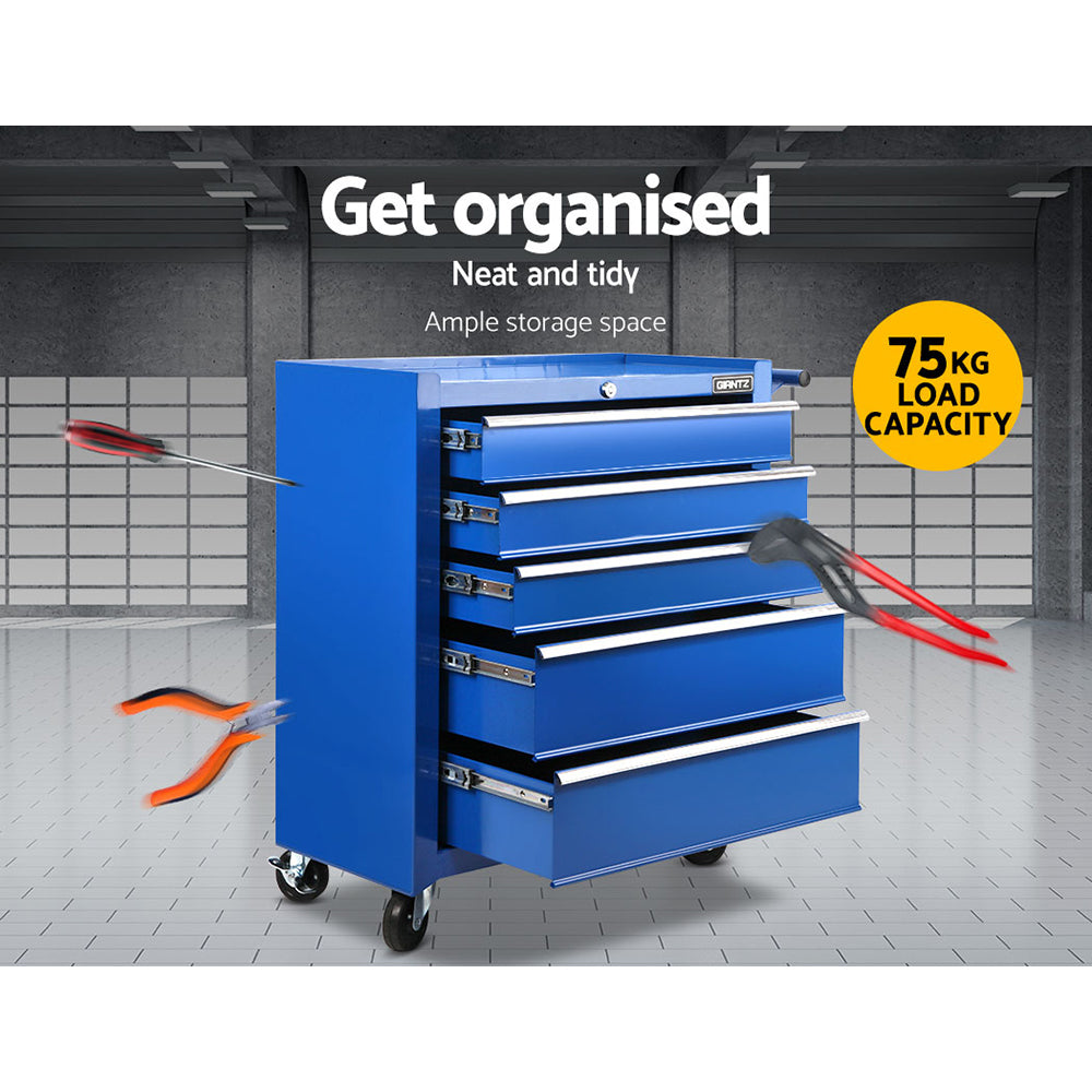 Marlook 5 Drawer Tool Box Cabinet Chest Trolley Box Garage Storage Toolbox Blue