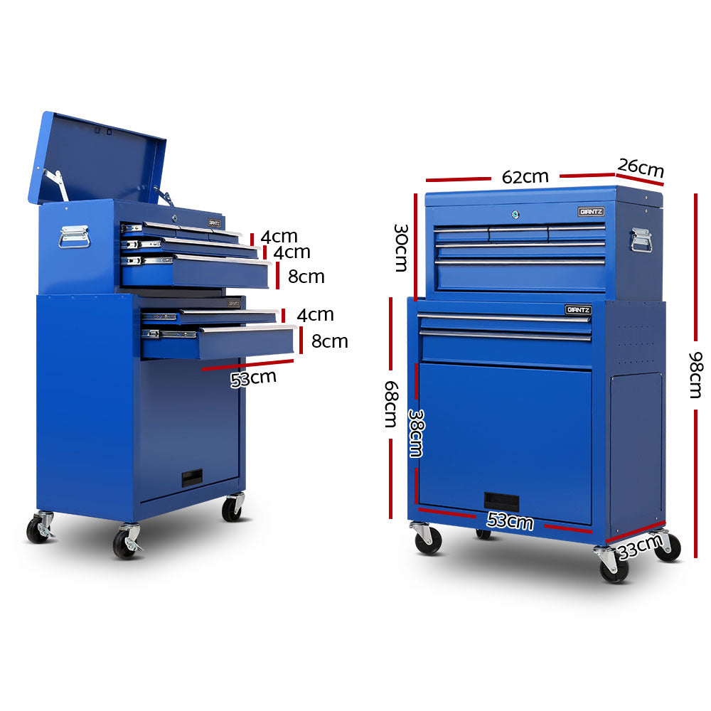 Marlook 7 Drawer Tool Box Cabinet Chest Trolley Toolbox Garage Storage Blue