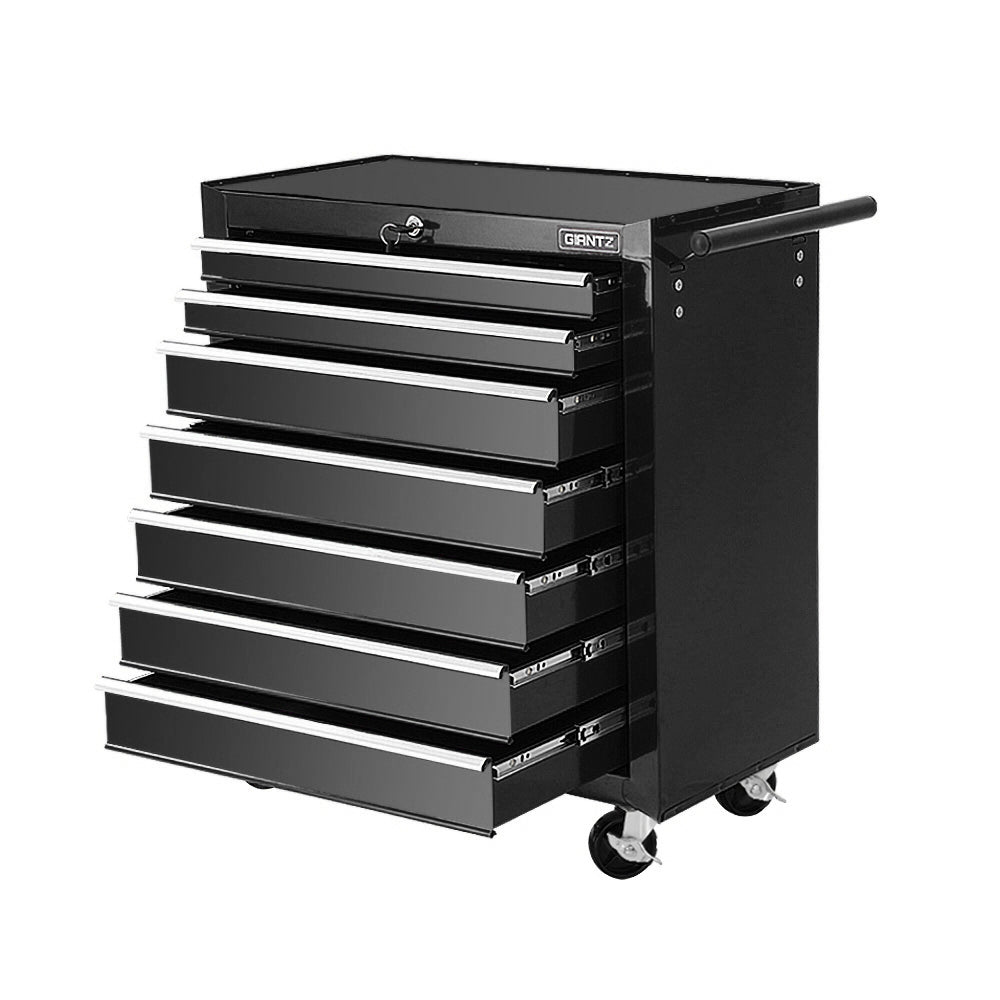 Marlook 7 Drawer Tool Box Cabinet Chest Trolley Storage Garage Toolbox Black