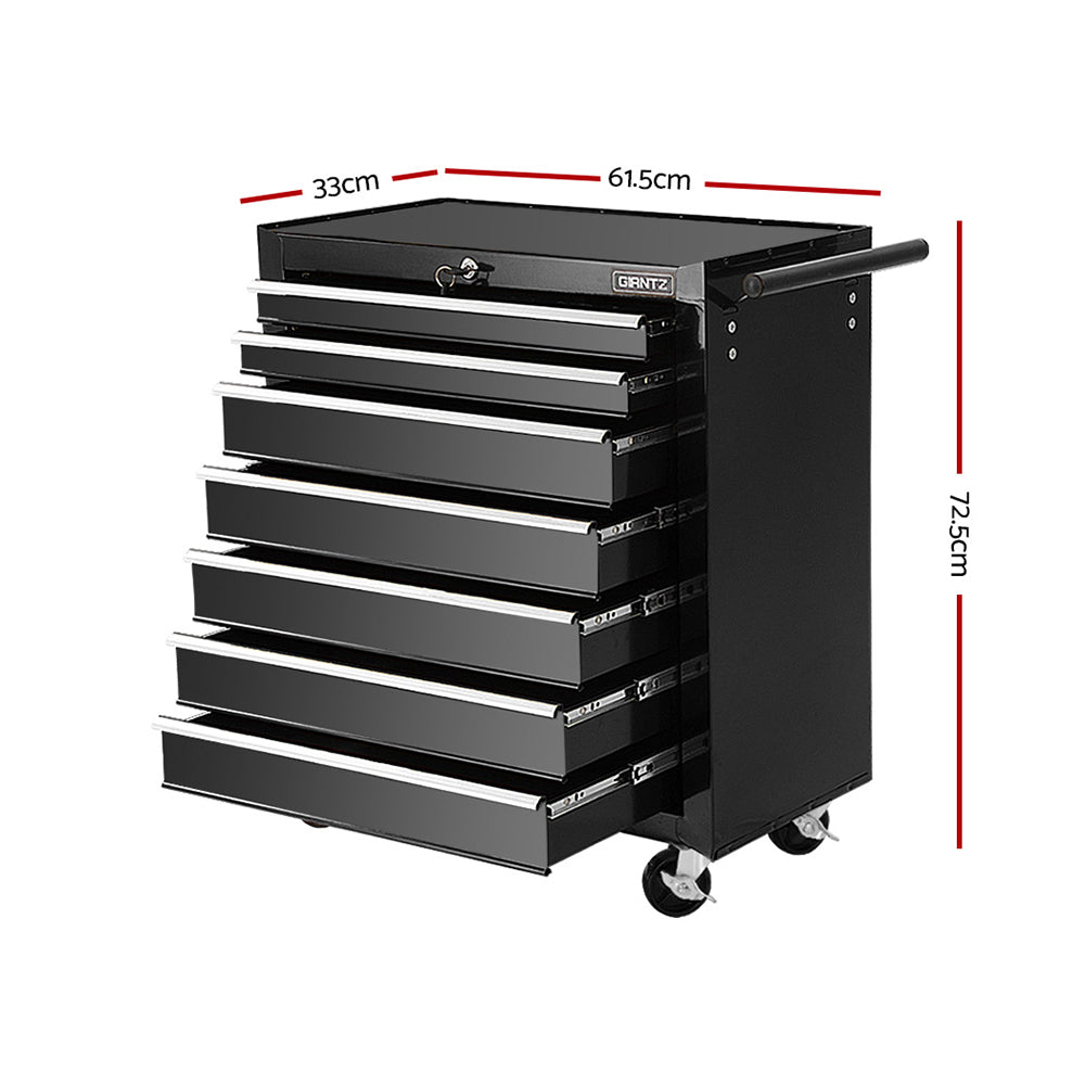 Marlook 7 Drawer Tool Box Cabinet Chest Trolley Storage Garage Toolbox Black