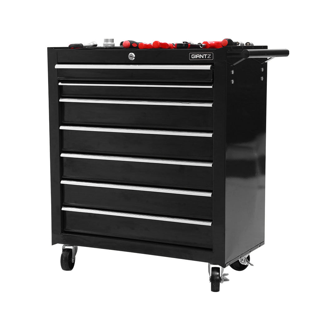 Marlook 7 Drawer Tool Box Cabinet Chest Trolley Storage Garage Toolbox Black