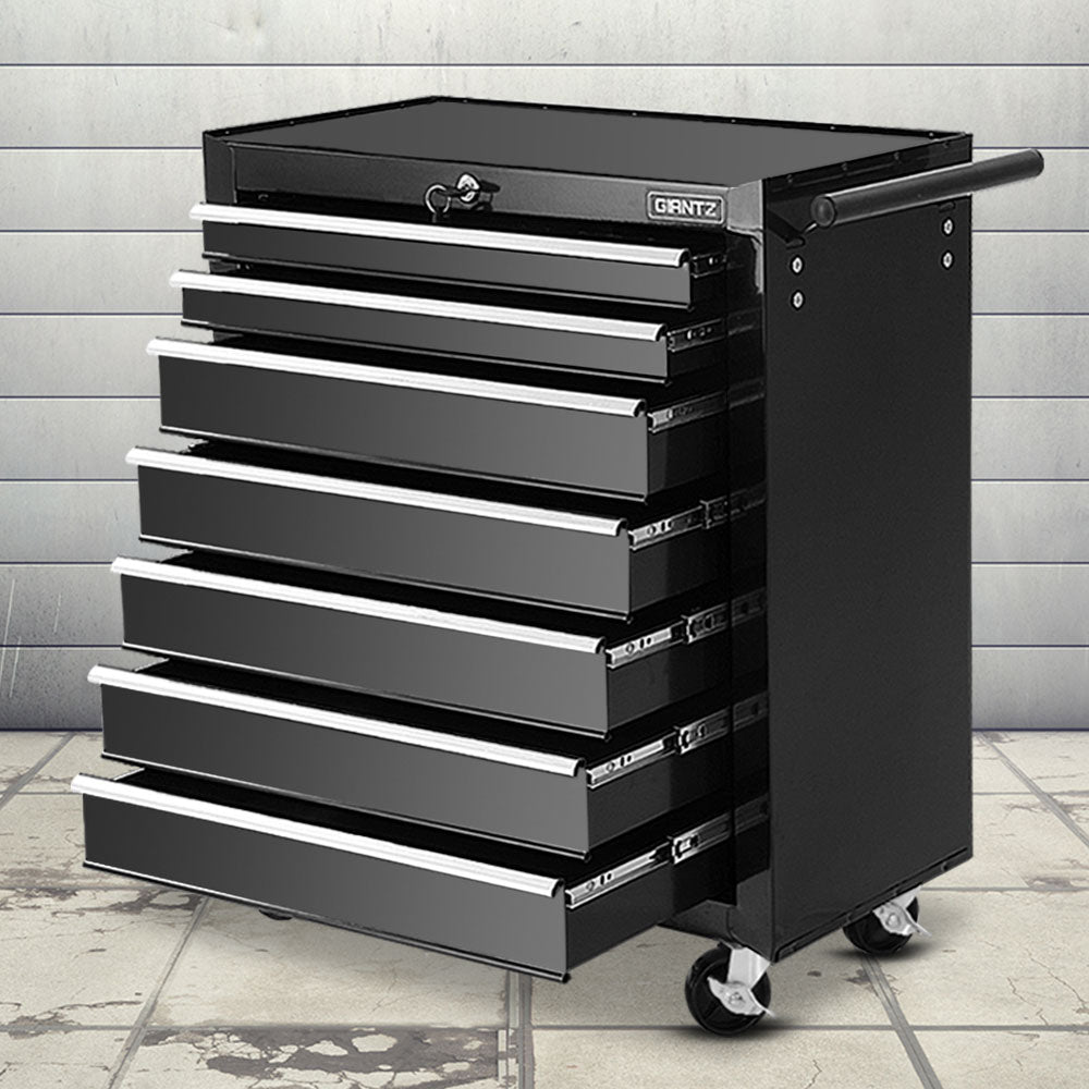 Marlook 7 Drawer Tool Box Cabinet Chest Trolley Storage Garage Toolbox Black