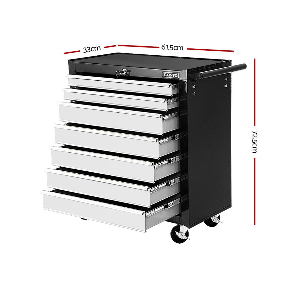 Marlook 7 Drawer Tool Box Cabinet Chest Trolley Storage Garage Toolbox Grey