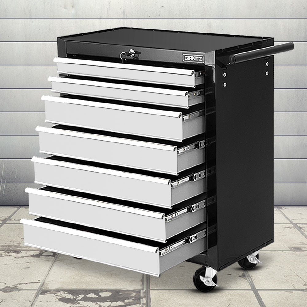 Marlook 7 Drawer Tool Box Cabinet Chest Trolley Storage Garage Toolbox Grey