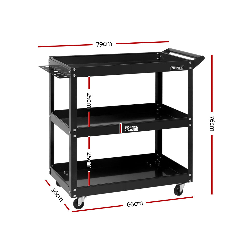 Marlook 3-Tier Tool Cart Trolley Workshop Garage Storage Organizer Black