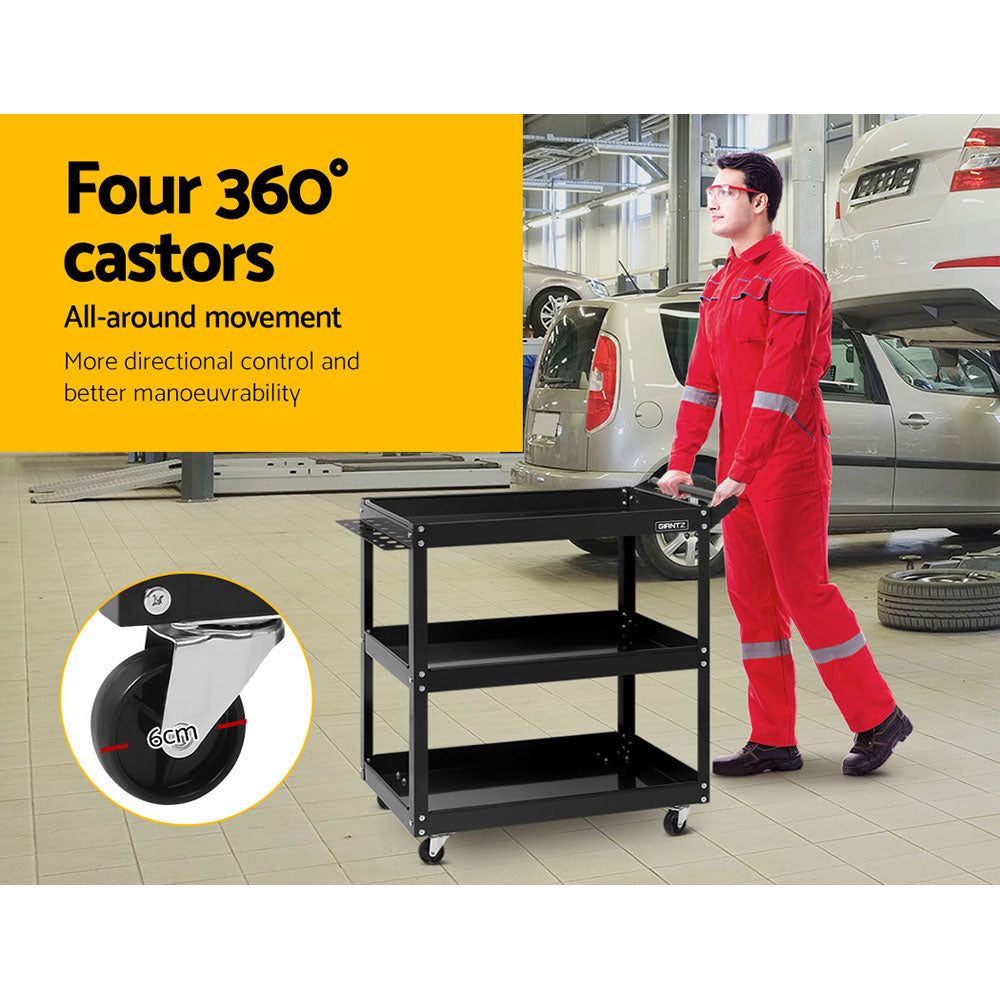 Marlook 3-Tier Tool Cart Trolley Workshop Garage Storage Organizer Black
