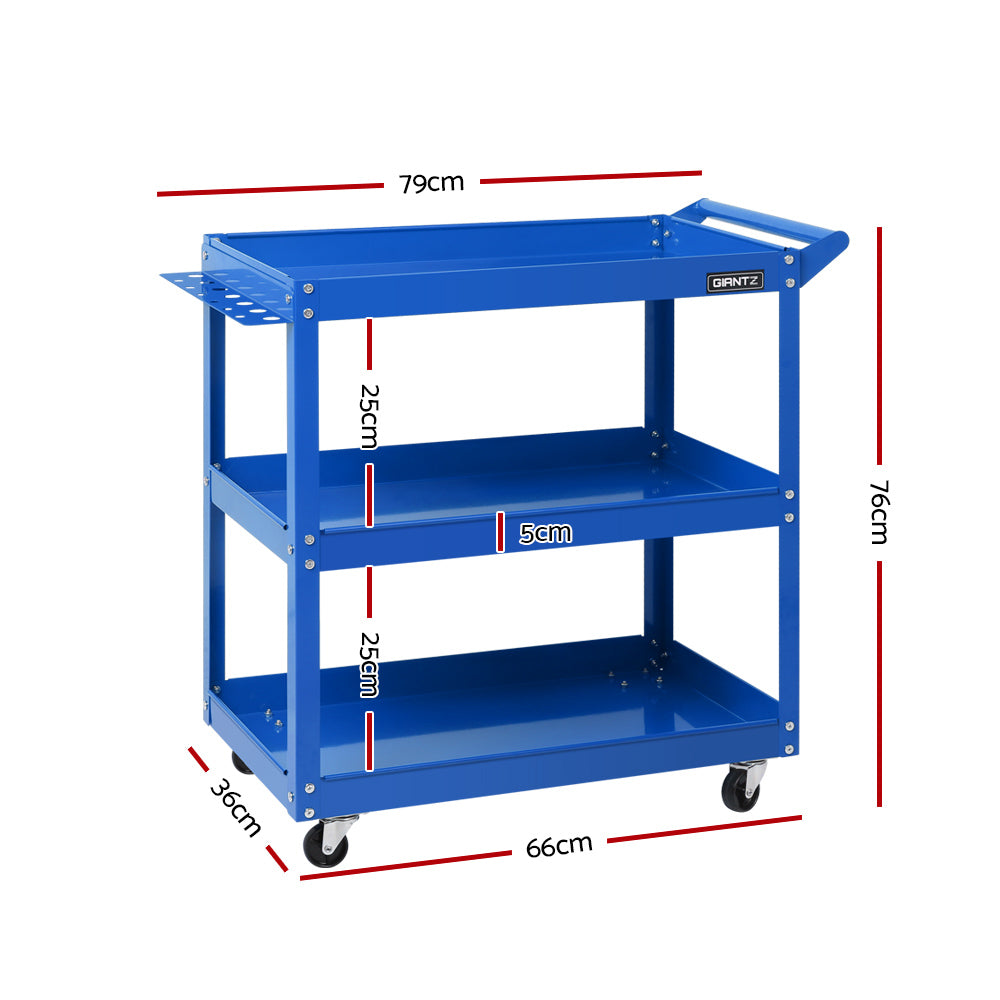 Marlook 3-Tier Tool Cart Trolley Workshop Garage Storage Organizer Blue