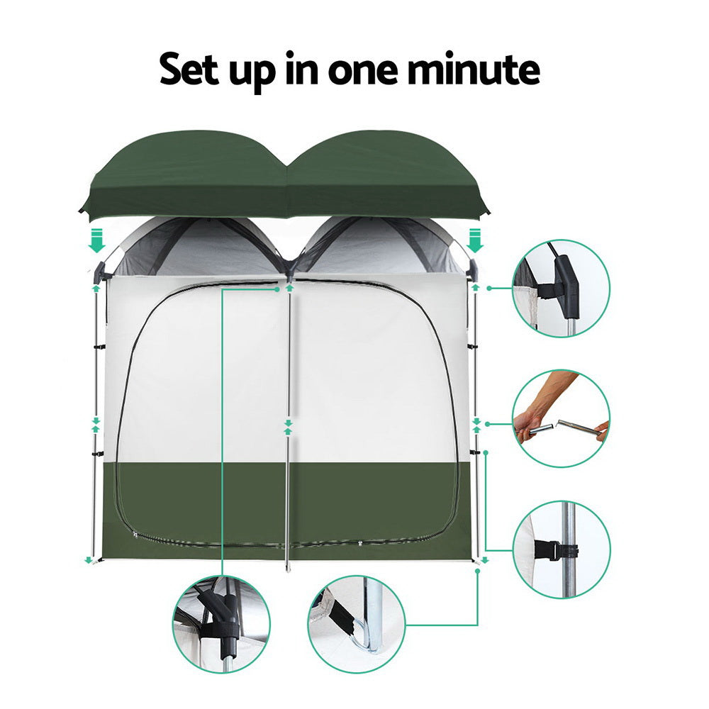 Marlook Double Camping Shower Toilet Tent Outdoor Portable Change Room