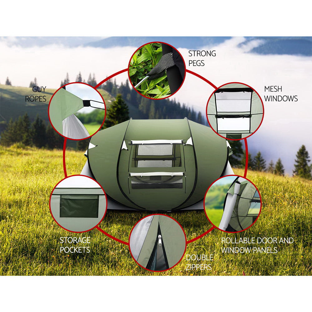 Marlook Instant Up Camping Tent 4-5 Person Pop up Tents Family Hiking Beach Dome