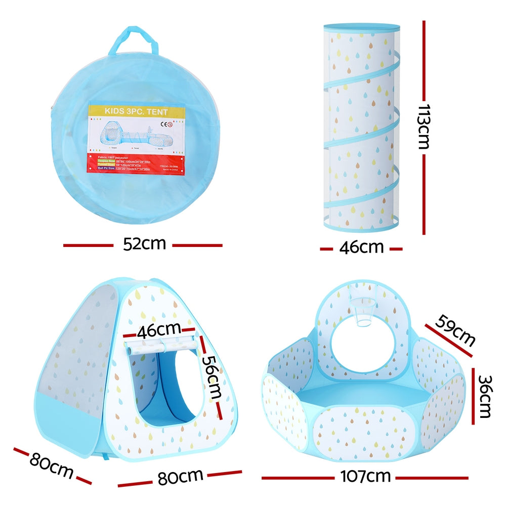 Marlook Kids Play Tent Pop Up Playhouse Ball Pit Tunnel Basketball Hoop Blue