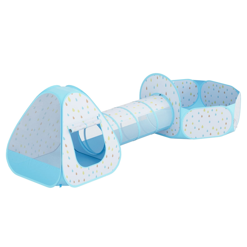 Marlook Kids Play Tent Pop Up Playhouse Ball Pit Tunnel Basketball Hoop Blue