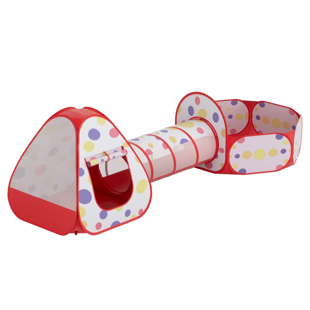 Marlook Kids Playhouse Play Tent Pop Up Teepee Ball Pit Tunnel Basketball Hoop Red