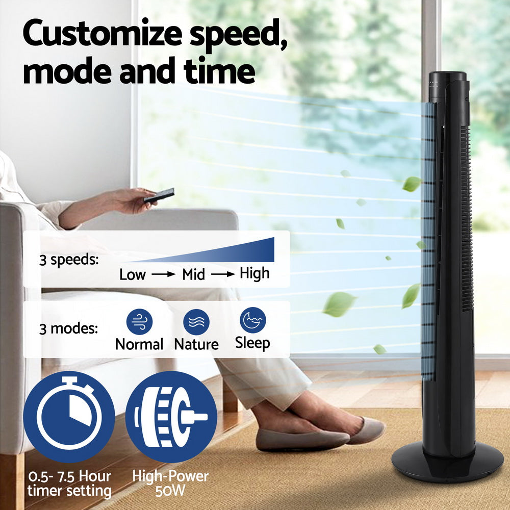 Marlook Tower Fan Oscillating 3 Speeds with Remote 93cm