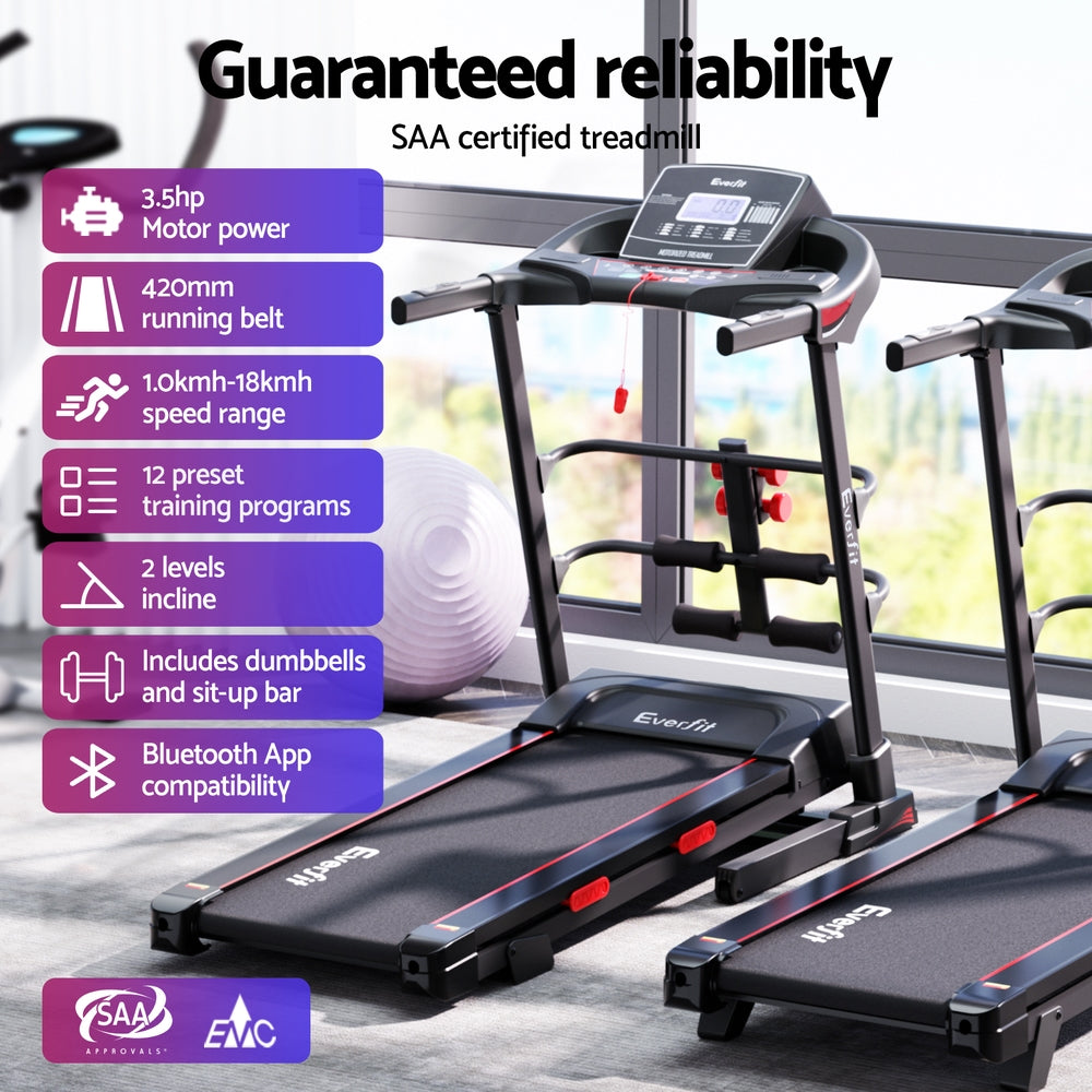 Marlook Treadmill Electric Home Gym Fitness Exercise Machine w/ Sit Up Bar 420mm