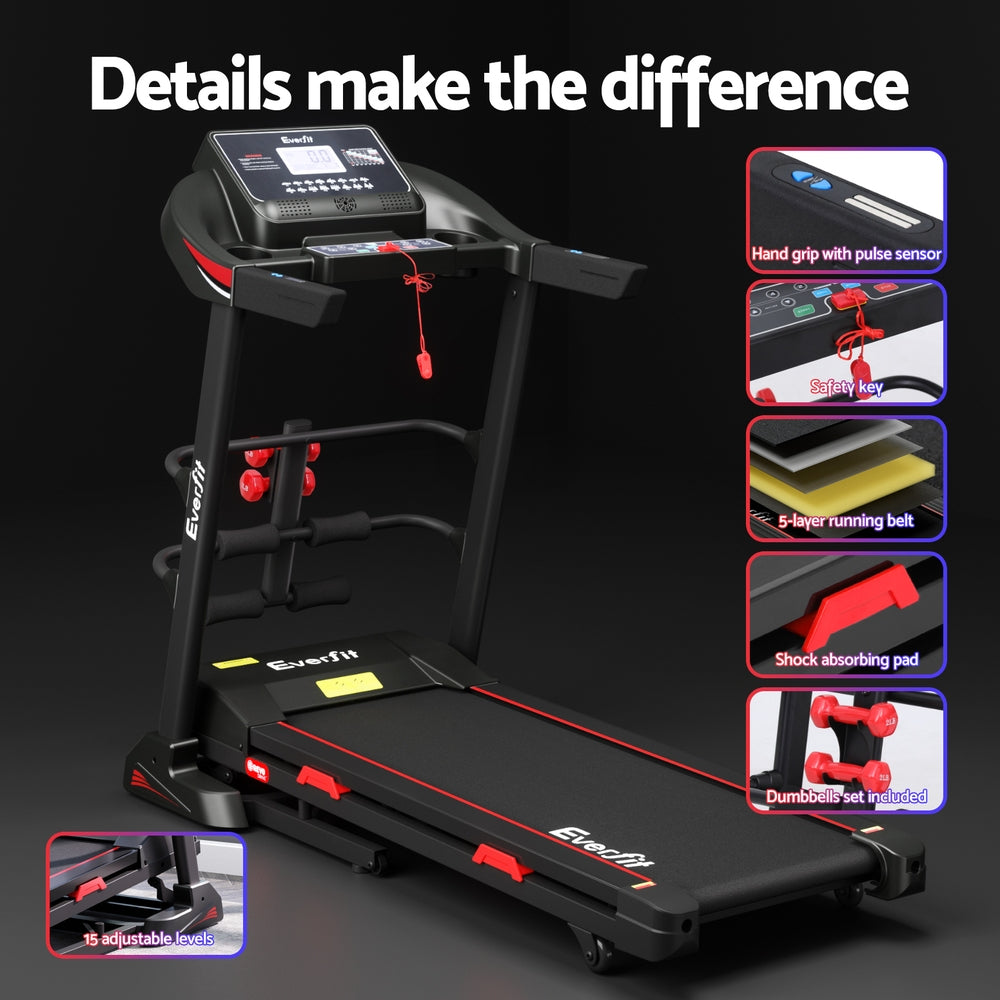 Marlook Treadmill Electric Home Gym Fitness Exercise Machine w/ Sit Up Bar 450mm