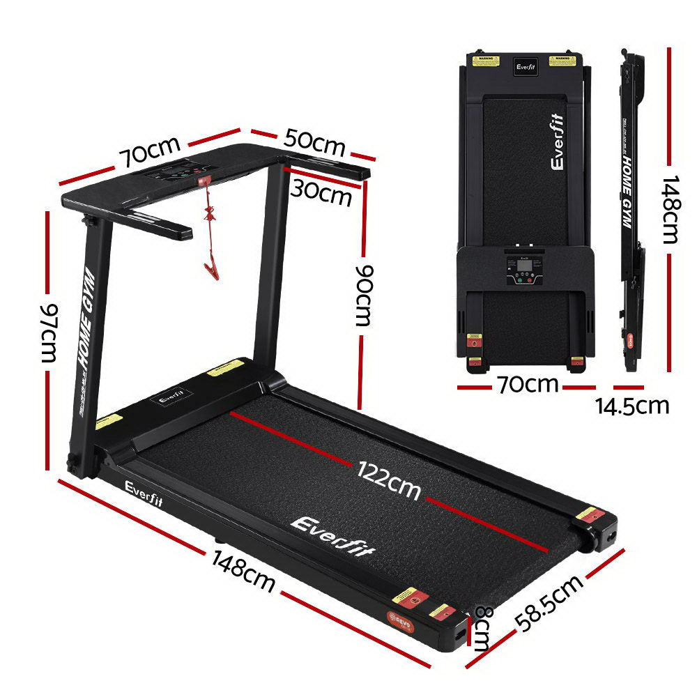 Marlook Treadmill Electric Home Gym Fitness Exercise Fully Foldable 420mm Black