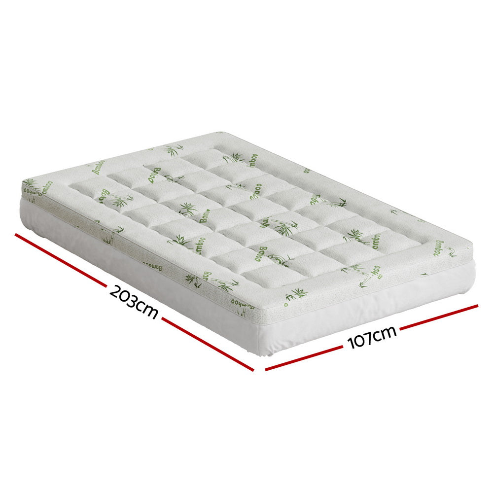 Marlook Bedding Mattress Topper Pillowtop Bamboo 7.5cm King Single