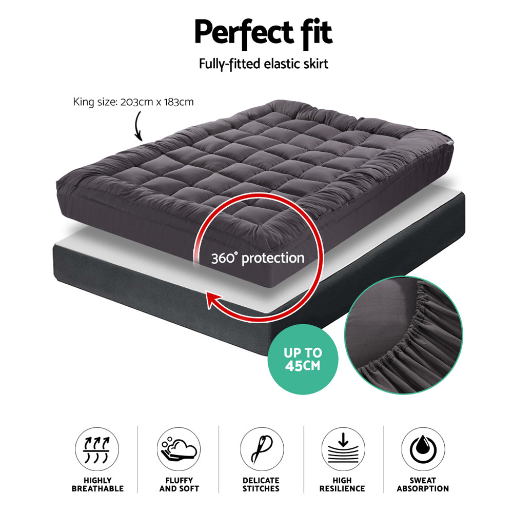 Marlook Bedding Mattress Topper Pillowtop Bamboo Charcoal King