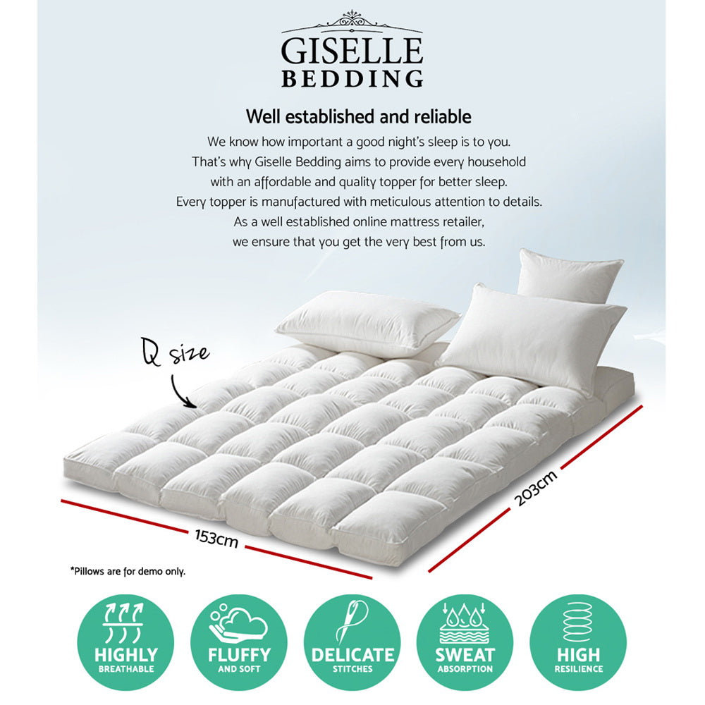 Marlook Queen Mattress Topper Pillowtop 1000GSM Microfibre Filling Protector