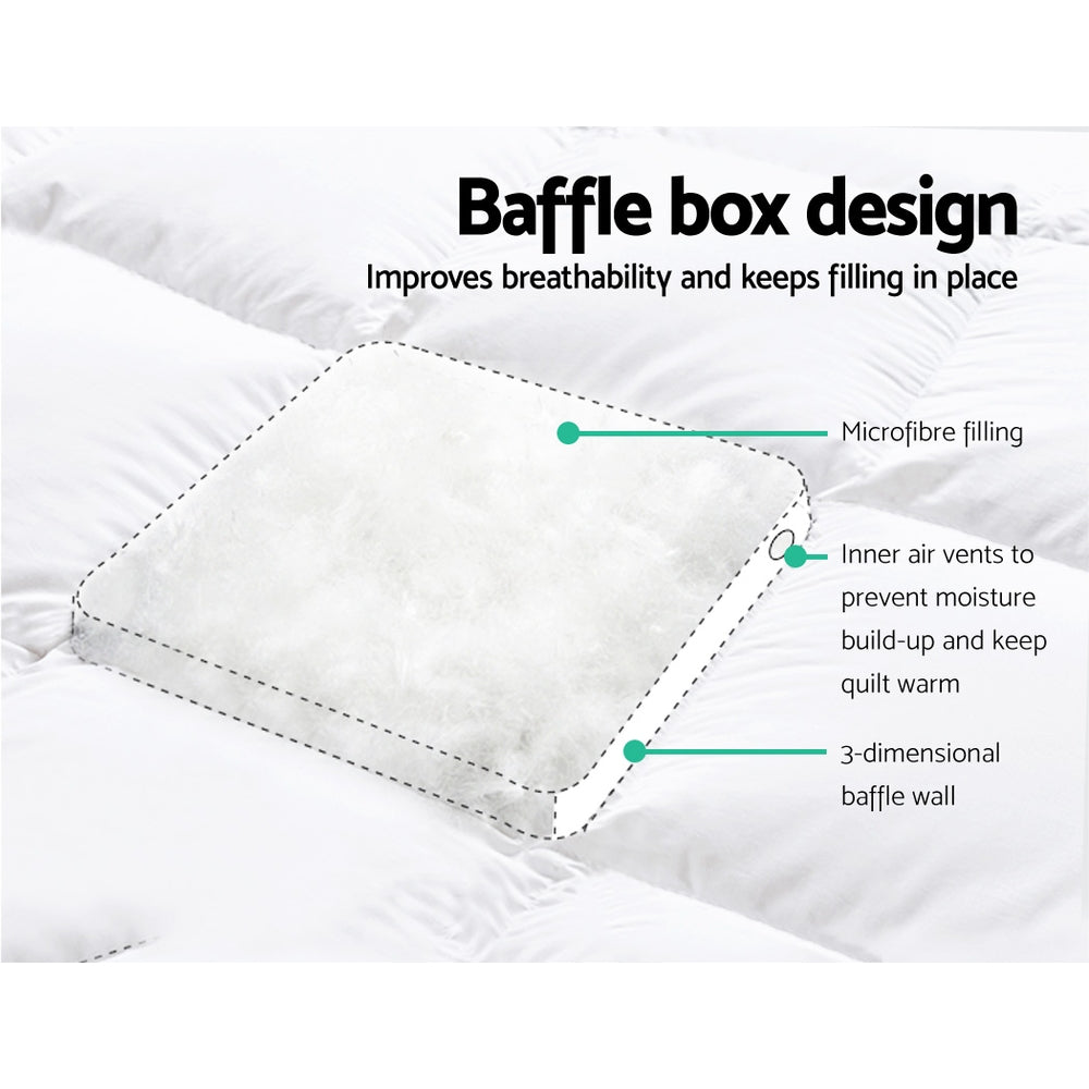 Marlook Queen Mattress Topper Pillowtop 1000GSM Microfibre Filling Protector