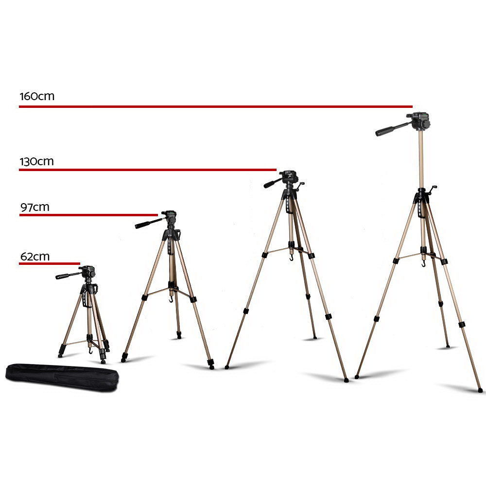 Marlook Professional Camera Tripod Stand Mount DSLR Travel Adjustable 62-160cm Gold