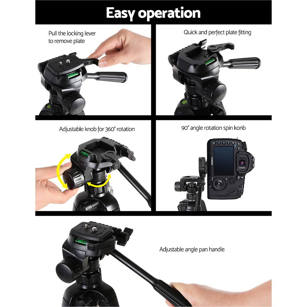 Marlook Professional Camera Tripod Stand Mount DSLR Travel Adjustable 62-160cm Gold