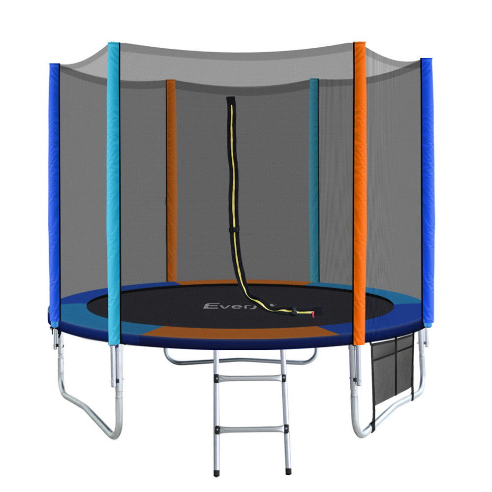 Marlook 8FT Trampoline for Kids w/ Ladder Enclosure Safety Net Pad Gift Round