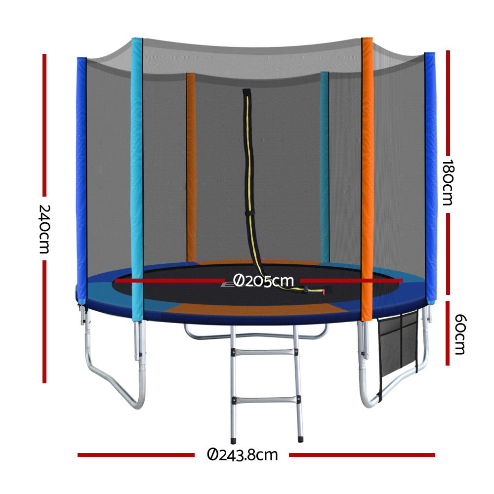 Marlook 8FT Trampoline for Kids w/ Ladder Enclosure Safety Net Pad Gift Round