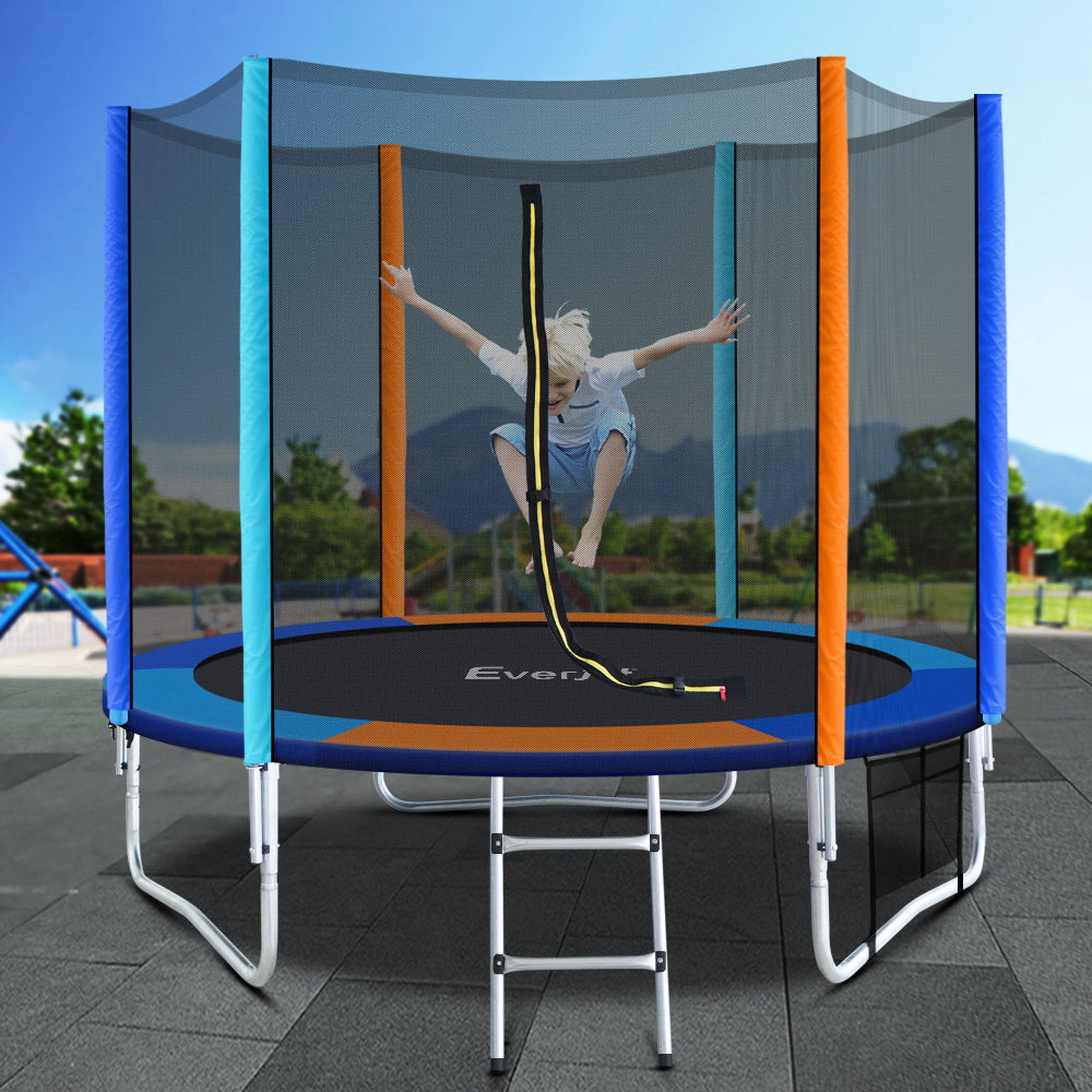 Marlook 8FT Trampoline for Kids w/ Ladder Enclosure Safety Net Pad Gift Round