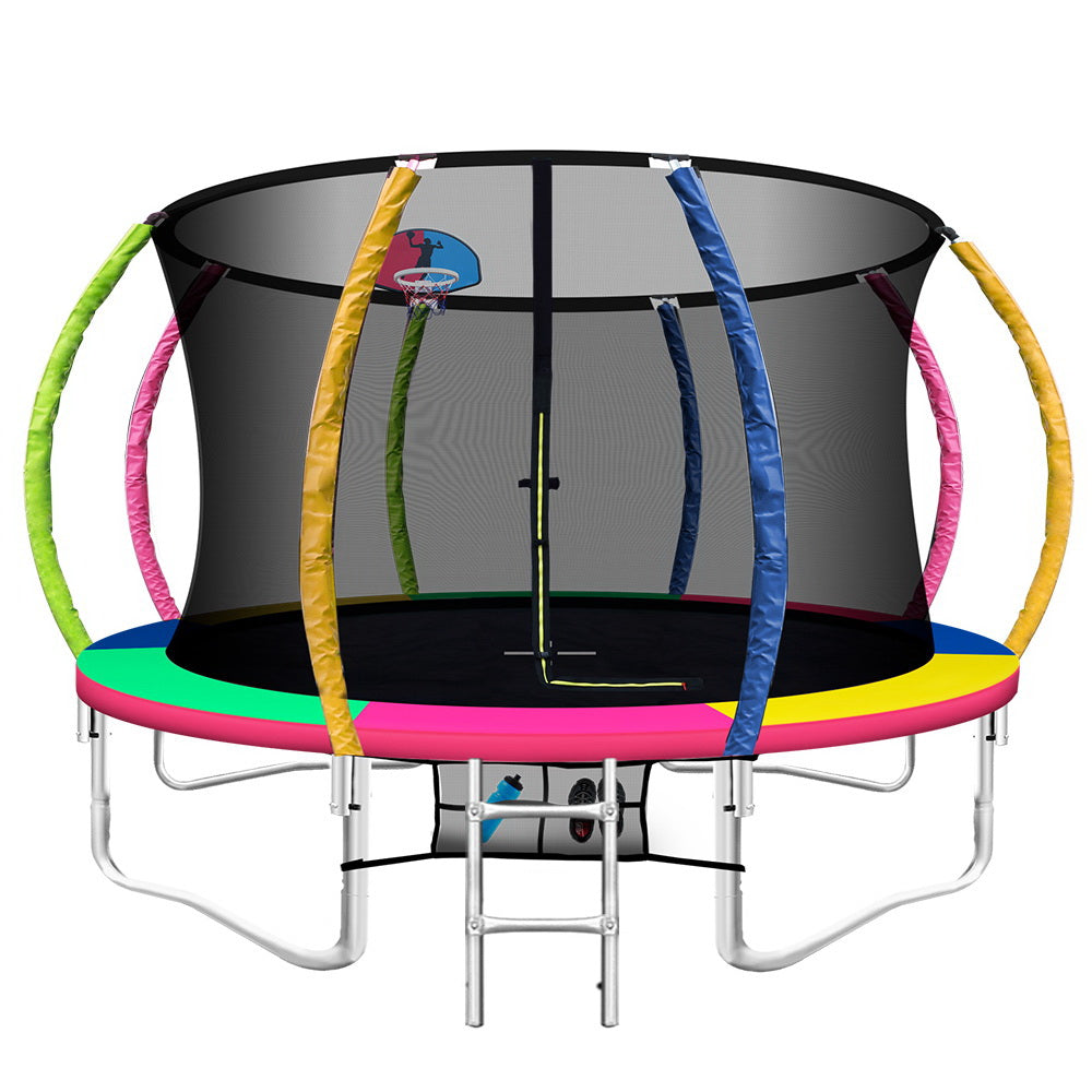 Marlook 12FT Trampoline for Kids w/ Ladder Enclosure Safety Net Rebounder Colors