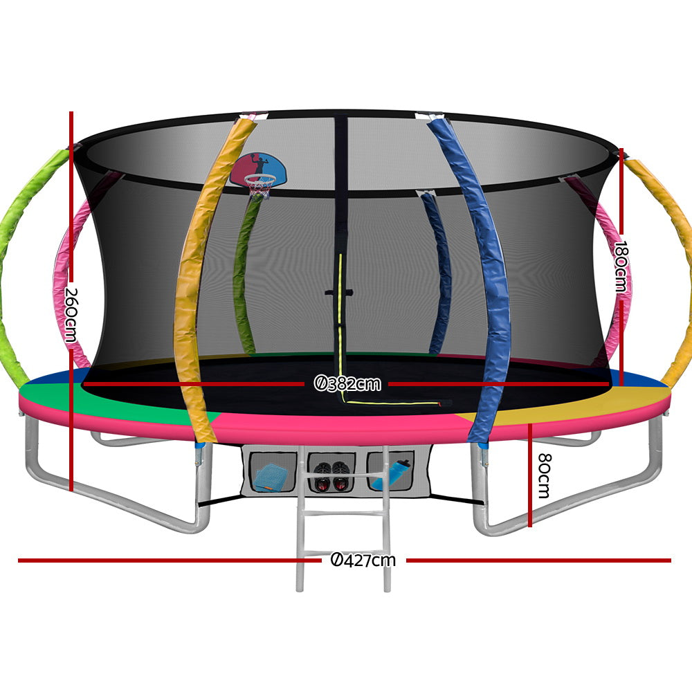 Marlook 14FT Trampoline for Kids w/ Ladder Enclosure Safety Net Rebounder Colors